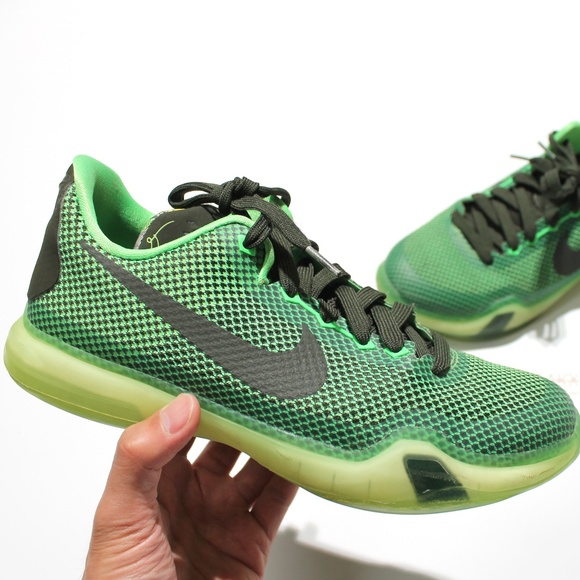 NIke Kobe X 10 Vino GS Poison Green Black Basketball Shoes 726067-333 Size 6Y
